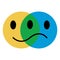 icon emoticon concept of emotions, joy and sadness, vector symbol of the emotional state person, fun and longing