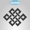 Icon endless knot on a gray background. Vector illustration. Buddhist symbol