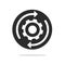Icon of execute customization process vector graphic or implement integration change rotation cycle gear wheel pictogram symbol