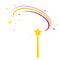 Icon fabulous magic wand fantastic, magician and conjurer`s wand. Symbol of miracle, magic