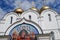 Icon on the facade of Assumption Church in Yaroslavl, Russia.