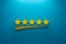 Icon five star excellent rating on background. 3d illustration