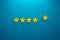 Icon five star excellent rating on background. 3d illustration