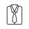 Icon of a folded mens shirt with a tie. Simple linear image. Isolated vector on a white background.