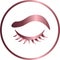 icon in the form of a circle, eye close, professional makeup, eyelashes