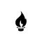 The icon of a gas burner. Gas flame from the stove black silhouette isolated on a white background. Icon for websites