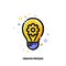 Icon of gear and light bulb as innovative idea symbol for creative business process concept. Flat filled outline style