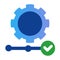 Icon gear process done step by step with check mark list in blue color