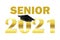 Icon with gold senior 2021 graduate cap. Success concept. Vector illustration design. Stock image
