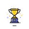 Icon of golden trophy cup for success or winner concept. Flat filled outline style. Pixel perfect 64x64. Editable stroke