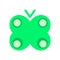 Icon of green acid butterfly. Emblem in flat style. Vector