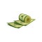 Icon of green American dollars. Roll of money wrapped with blue elastic. Financial theme. Wealth concept. Flat vector