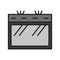 icon with grill oven. Vector illustration. Stock image.