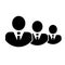 Icon of group of three people silhouettes. Businesspeople icon - teamwork & relationship concept. Group icon. Vector Illustration