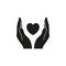 Icon hands guarding the heart. Simple vector illustration.