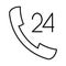 Icon handset 24 hours black contour on white background of illustration