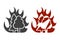 Icon of high forest fire risk. Two design options. Vector on white background.