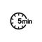 Icon hours 5 minutes. Round shape. Time clock. Vector illustration.