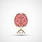 Icon human brain like a tree with roots. Logo of creative ideas