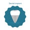 Icon human dental implant in flat style. Stock vector illustration for dentistry. Dental icons on blue background