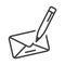 Icon letters and pens with the written address of delivery. A simple image of a letter writing symbol. Isolated vector