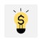 Icon with light bulb dollar. Money creative business concept. Business icon. Vector illustration. stock image.