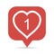 Icon like the heart figure 1, vector symbol like for the social network, red pointer and heart