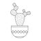 Icon with linear cactus. Linear vector illustration with exotic cactus. Succulent outline logo. Decorative flowering plant in a