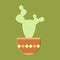 Icon with linear colorful cactus. Linear vector illustration with exotic cactus. Succulent outline logo. Decorative flowering