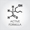 Icon in linear style of active formula concept. Medicine, science, biology, chemistry theme. Vector black contour label