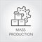 Icon in linear style of gear wheel. Mass production and modern machinery equipment concept. Contour pictogram