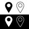 Icon location gps, full and outline, black and white color. Sign geometric marker flat shape element, pin, point, map. Vector