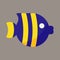 Icon, logo, vector illustration of fish isolated on gray background. suitable for animal husbandry, business, aquarium, fisheries