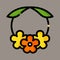 Icon, logo, vector illustration of flower necklace isolated on gray background. suitable for tourism, fashion, hawaii, bali,