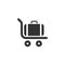 Icon of luggage on a trolley at the airport or train station. Transportation of heavy bags and suitcases and hand luggage