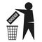 Icon of a man with a wastebasket throwing out nonsense, as a symbol of nonsense, slander, unnecessary information