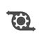 Icon of the management or optimization process. The gear icon with directional arrows