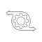 Icon of the management or optimization process. The gear icon with directional arrows