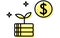 Icon for managing assets by investing in foreign currency, simple line drawing illustration