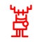 Icon in marker style cartoon deer, red illustration. Christmas decoration vector isolations