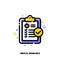 Icon of medical form list with results data and approved check mark for health insurance or medicine service concept