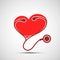 Icon medical stethoscope and red human heart. Logo healthcare an