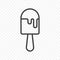 Icon of melted ice cream. A simple popsicle on a stick. Minimalistic linear image on a transparent PNG background