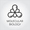 Icon of molecular biology in linear style. Logo for various design needs - medicine, science, microbiology, chemistry