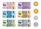 icon money Rupiah Indonesia IDR cash paper money currency banknotes of Indonesian coin simple color vector