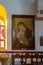 Icon of the Mother of God with baby hanging on the wall in the hall of the St. Nicholas church in Bay Jala - a suburb of Bethlehem