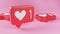 Icon notification of the liked message in the social network. Heart on red notice. Loved the post. SMM concept. Social network