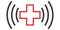 Icon online medicine emergency medical aid telemedicine red cross with waves information transfer
