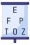 Icon of ophthalmologist testing eyesight pointing at eye chart symbols, icon in a flat style. Vision checkup, eye health