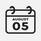 Icon page calendar day - 5 August